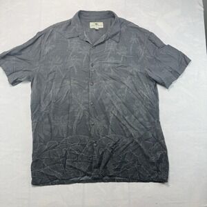 Island Shores 100% Rayon Hawaiian Shirt Mens Large Gray Palm Trees
